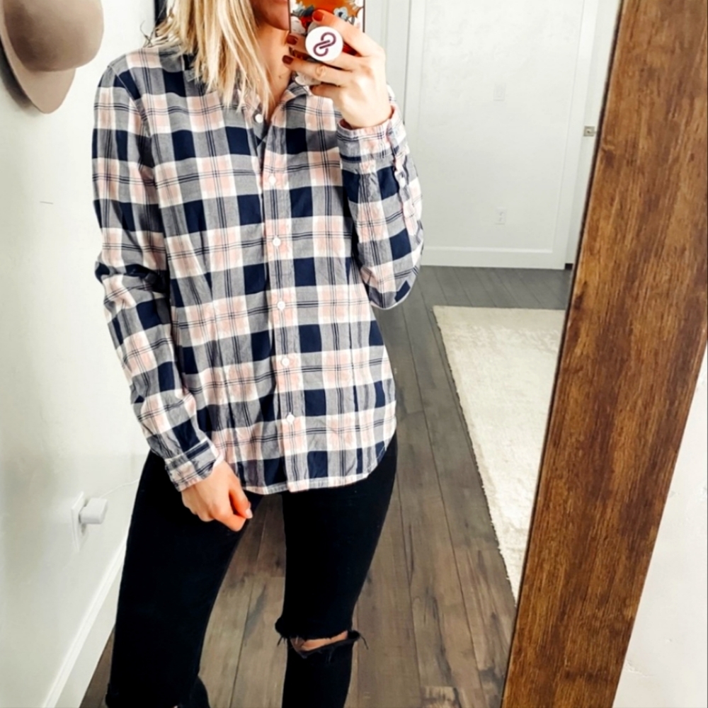 Tommy Hilfiger | Pink Blue Plaid Button-down Top Sz. M.
